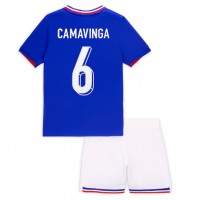 Fotbalové Dres Francie Eduardo Camavinga #6 Dětské Domácí ME 2024 Krátký Rukáv (+ trenýrky)